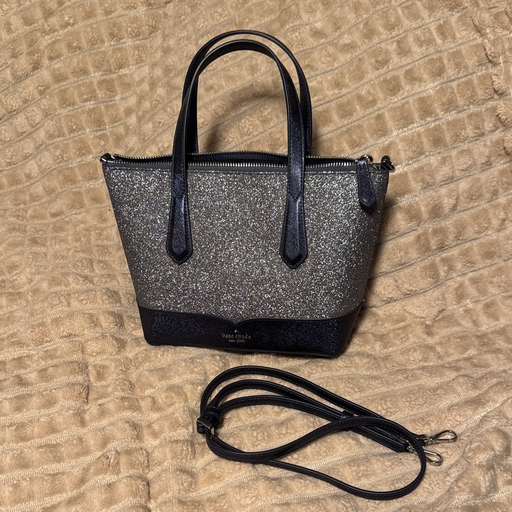 Kate Spade Glittery Silver and Black Tote real